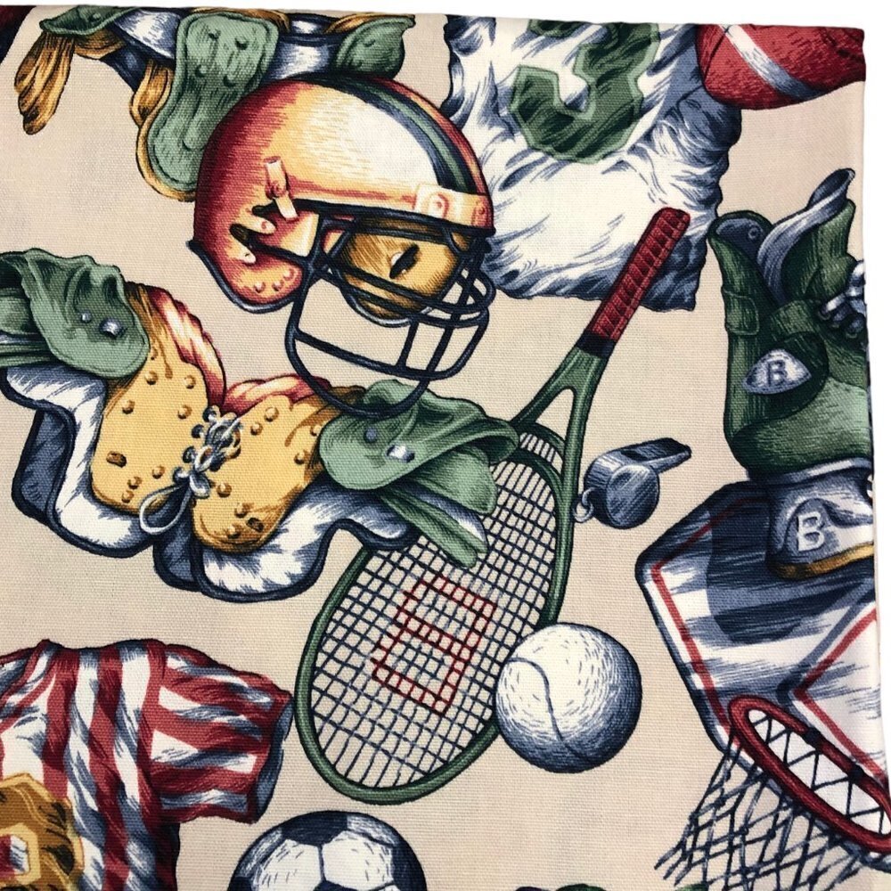 Bloomcraft Screen Print Drapery Pillow Fabric Piece 52"x52" Soccer Baseball Golf